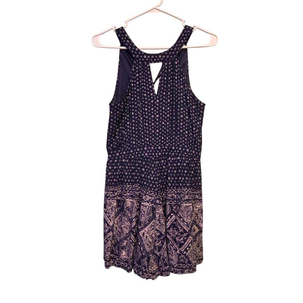 PPLA Navy and White Boho Floral Sleeveless Summer Romper Size M